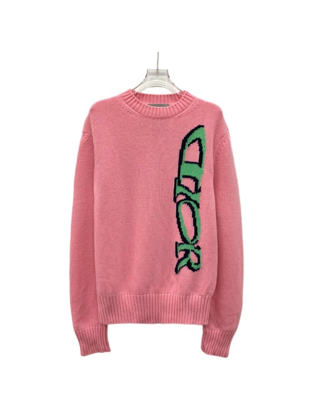 Dior 2024 Lewis Hamilton Pink Logo Intarsia Lambswool Sweater
